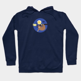 Sloth flying on witch broom Hoodie